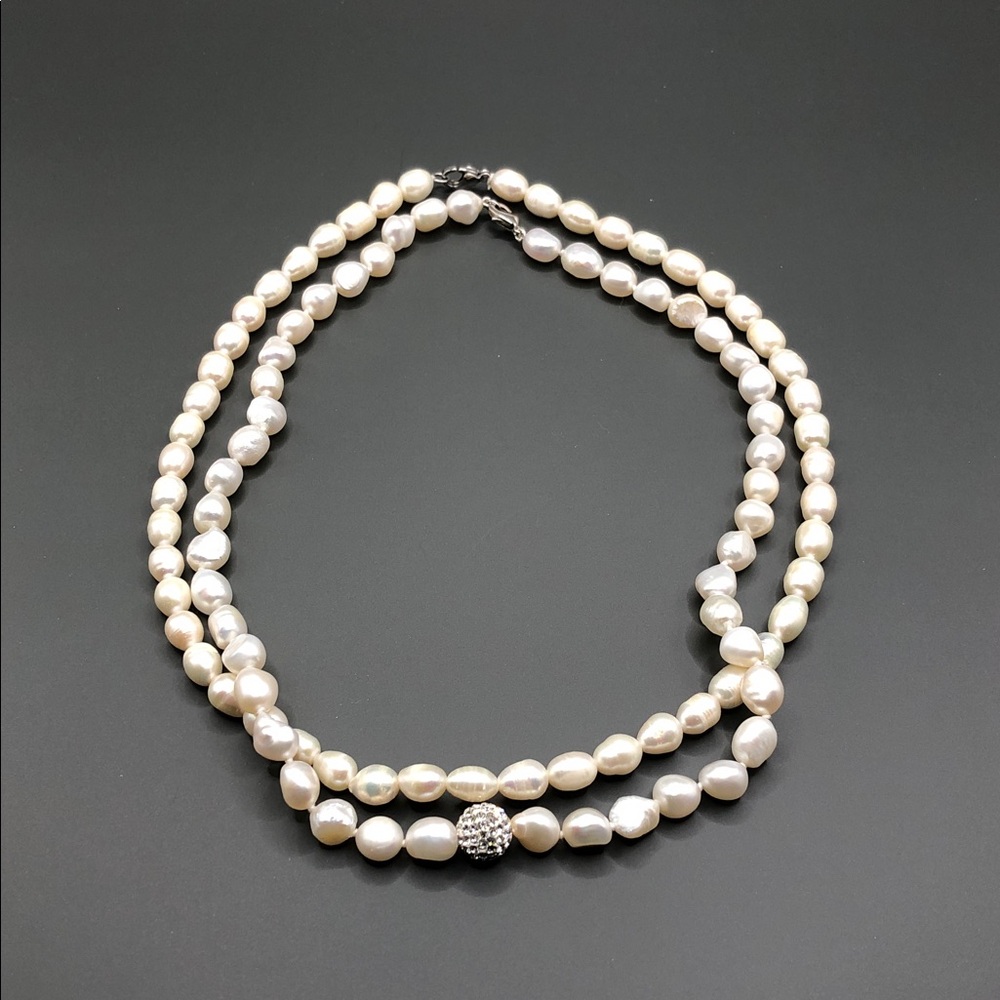 Genuine cultured freshwater pearls collar necklaces bundle lot 2 disco ball.